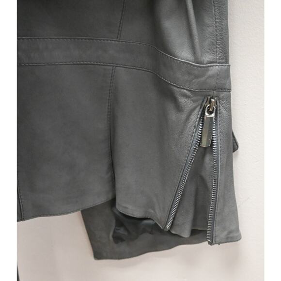 Roncarati | Gray Leather Moto Zip Jacket Size: 42 / Approx. US 8 - Picture 11 of 16